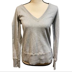 American Eagle Gray V-Neck Pullover Sweatshirt